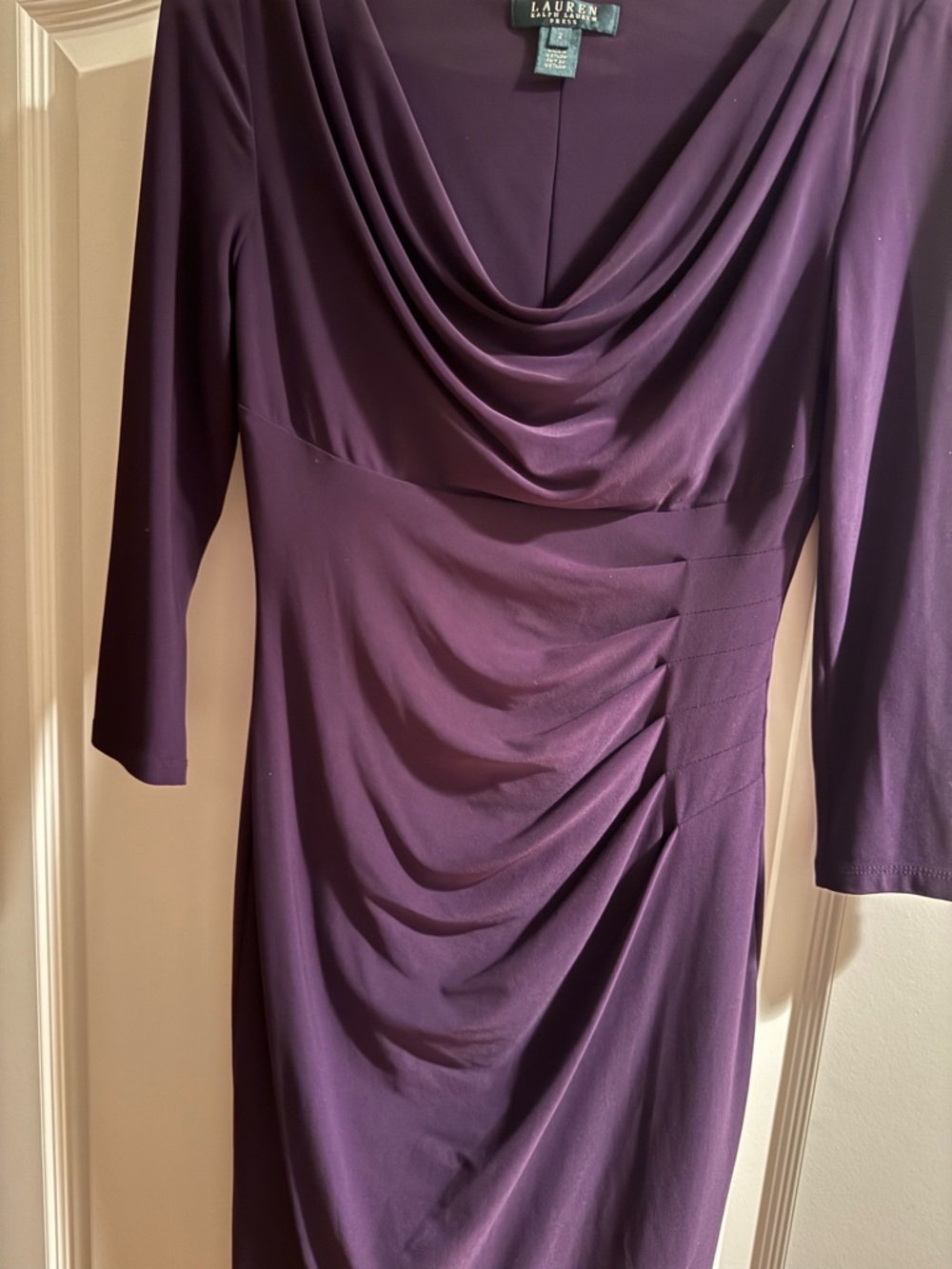 Lauren Ralph Lauren Plum Cowl Neck Long Sleeve Sheath Dress